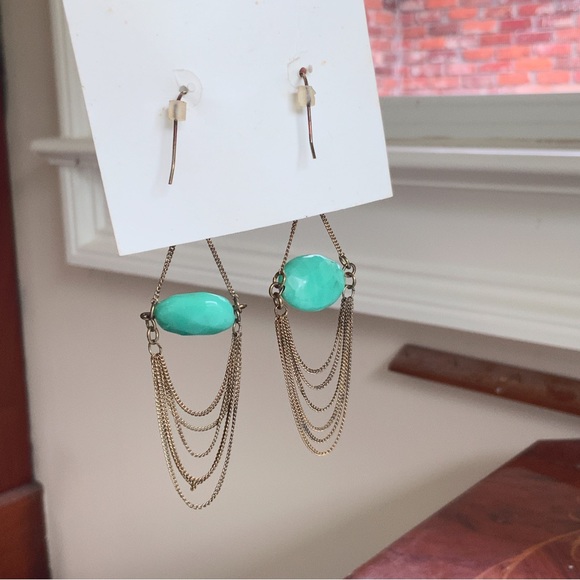 Julie Vos 24K Gold Chain Amazonite Long Dangling Earrings 2017 Collection - Picture 10 of 16